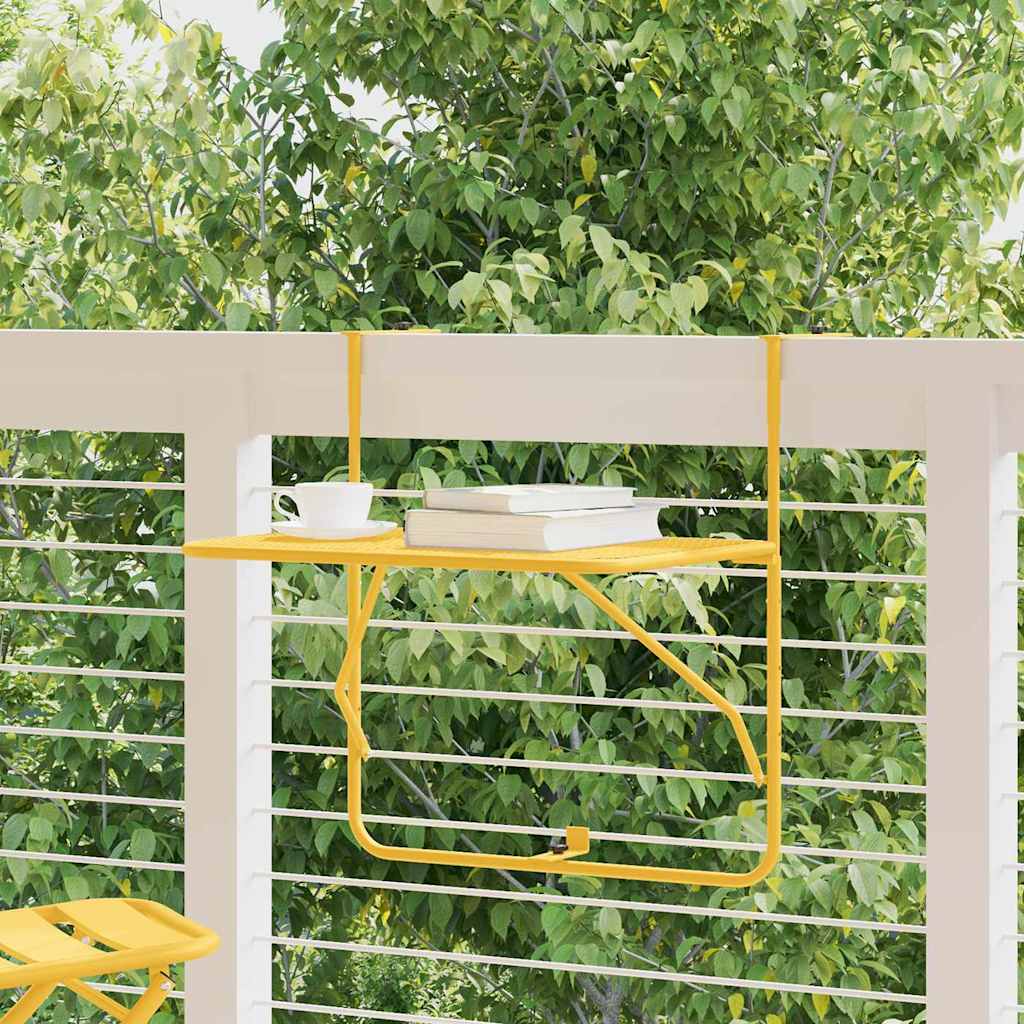 vidaXL Table Suspendue de Balcon Moutarde 60 x 39 x 65 cm Acier