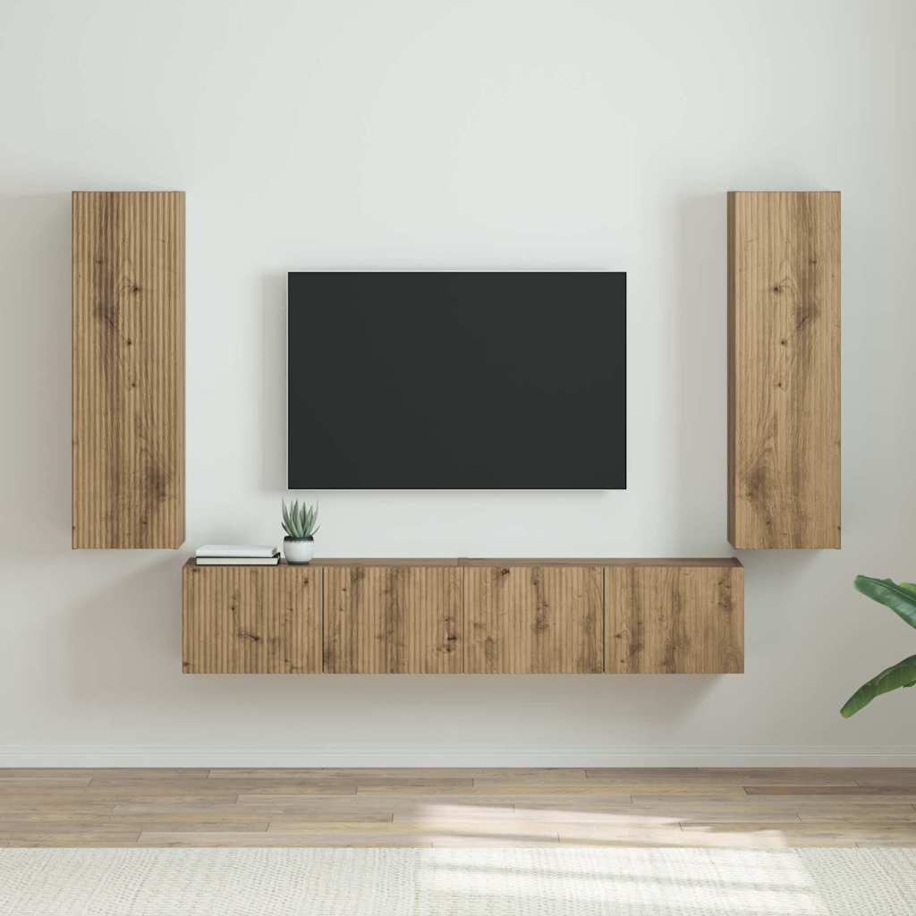 vidaXL Meuble TV mural 2 pcs Chêne artisan 30 x 31 x 100 cm