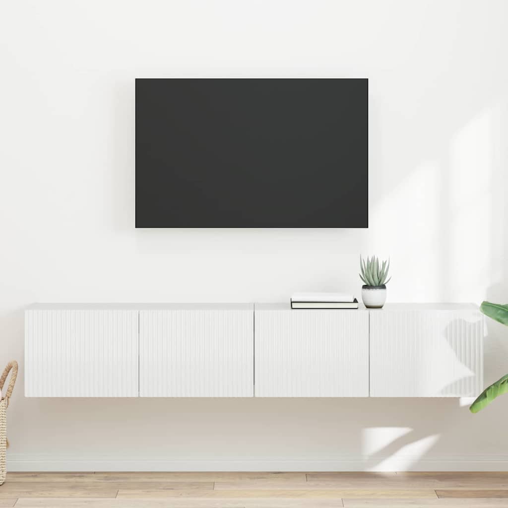vidaXL Meuble TV mural 2 pcs Blanc Brillant 60 x 31 x 29.5 cm