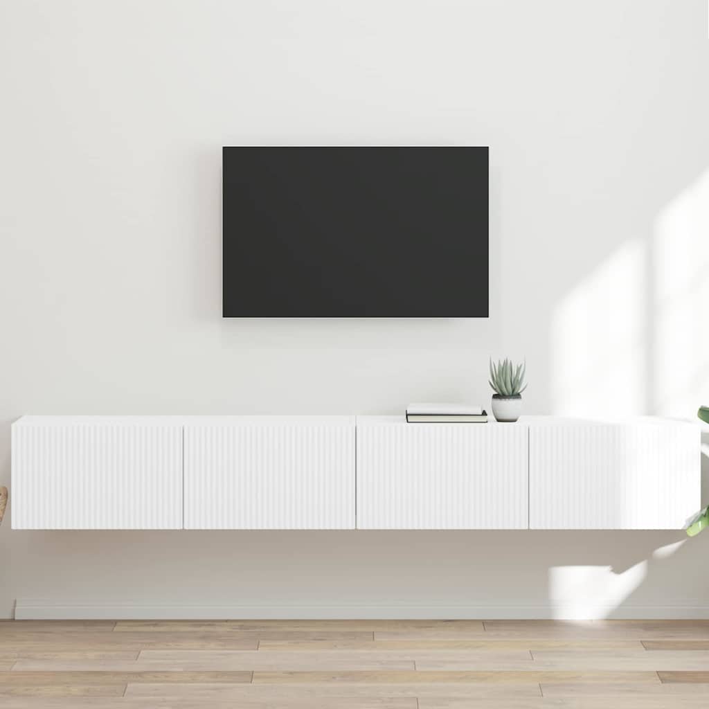 vidaXL Meuble TV mural 2 pcs Blanc 60 x 31 x 29.5 cm Bois d'ingénierie
