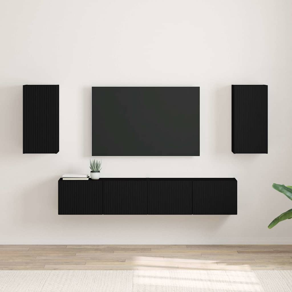 vidaXL Meuble TV mural 2 pcs Noir 30 x 31 x 60 cm Bois d'ingénierie