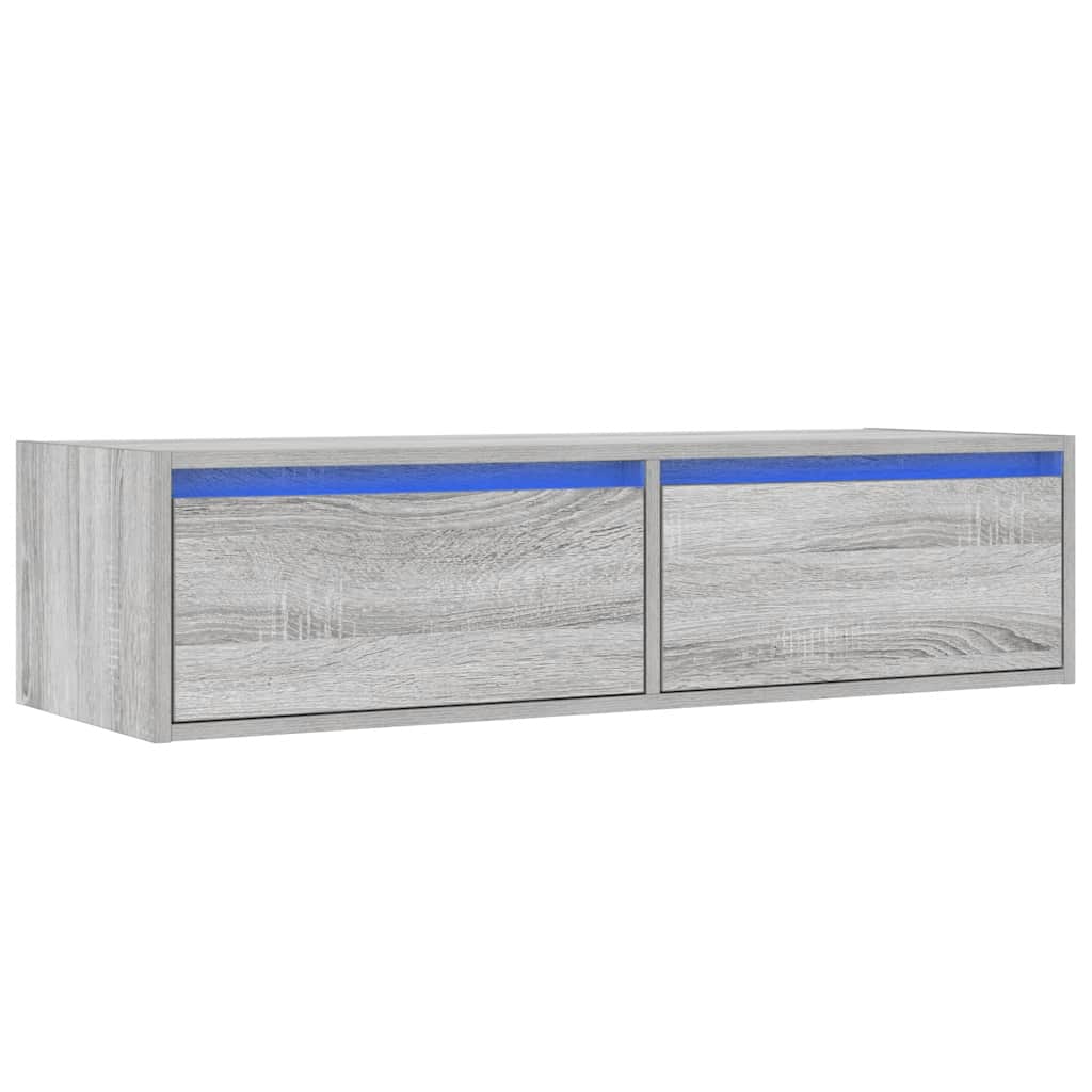 vidaXL Mueble de TV con luces LED sonoma gris 100X35,5x25 cm - Image 3
