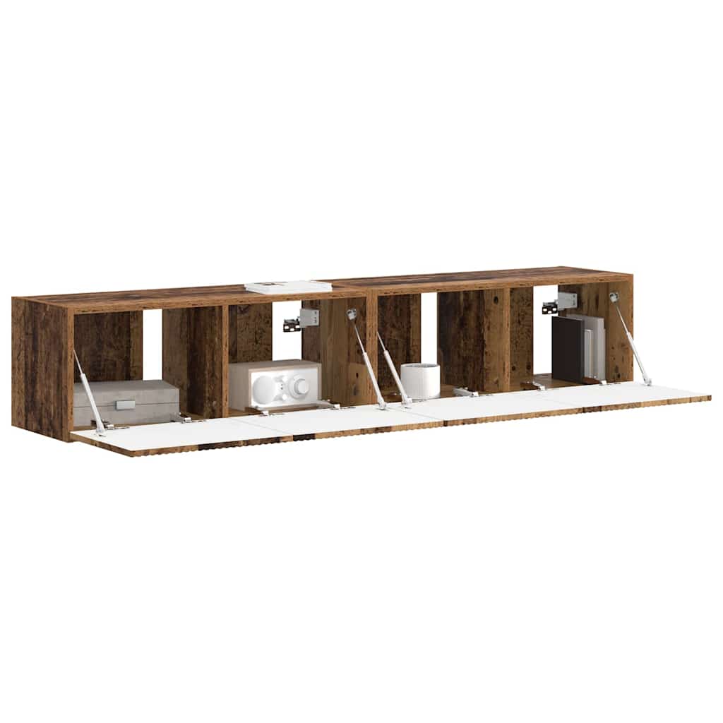 vidaXL Mueble de TV Montado en la Pared 2 pcs Madera Vieja - Image 3