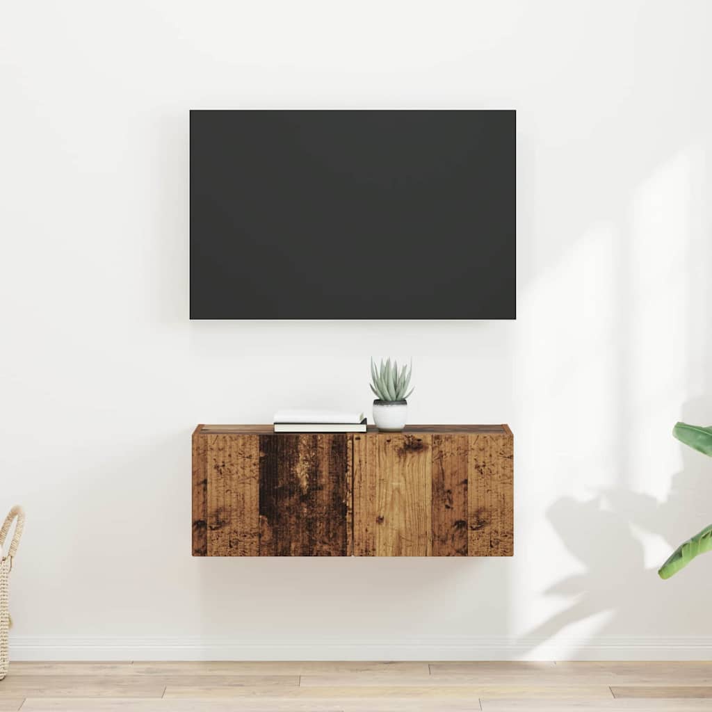 vidaXL Mueble de TV Montado en la Pared 2 pcs Madera Vieja