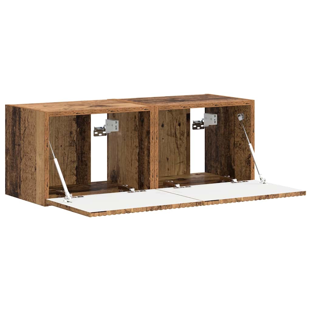 vidaXL Mueble de TV Montado en la Pared 2 pcs Madera Vieja - Image 6
