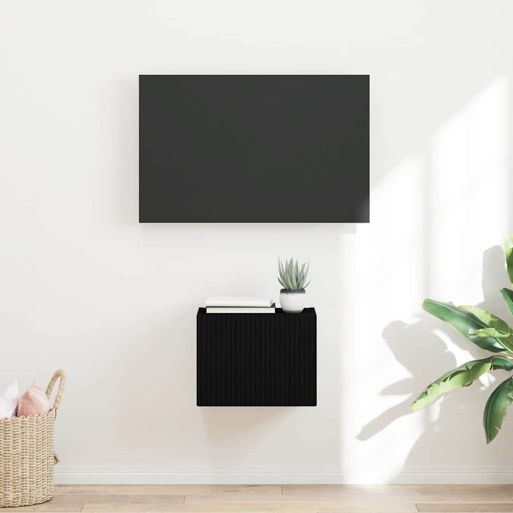 vidaXL Mueble de TV Montado en la Pared Negro 60 x 31 x 29.5 cm