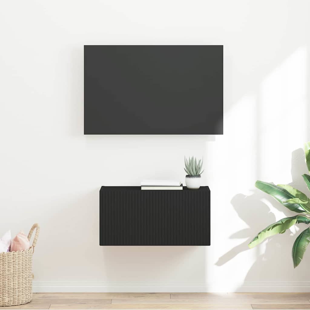 vidaXL Mueble de TV Montado en la Pared Negro 60 x 31 x 29.5 cm