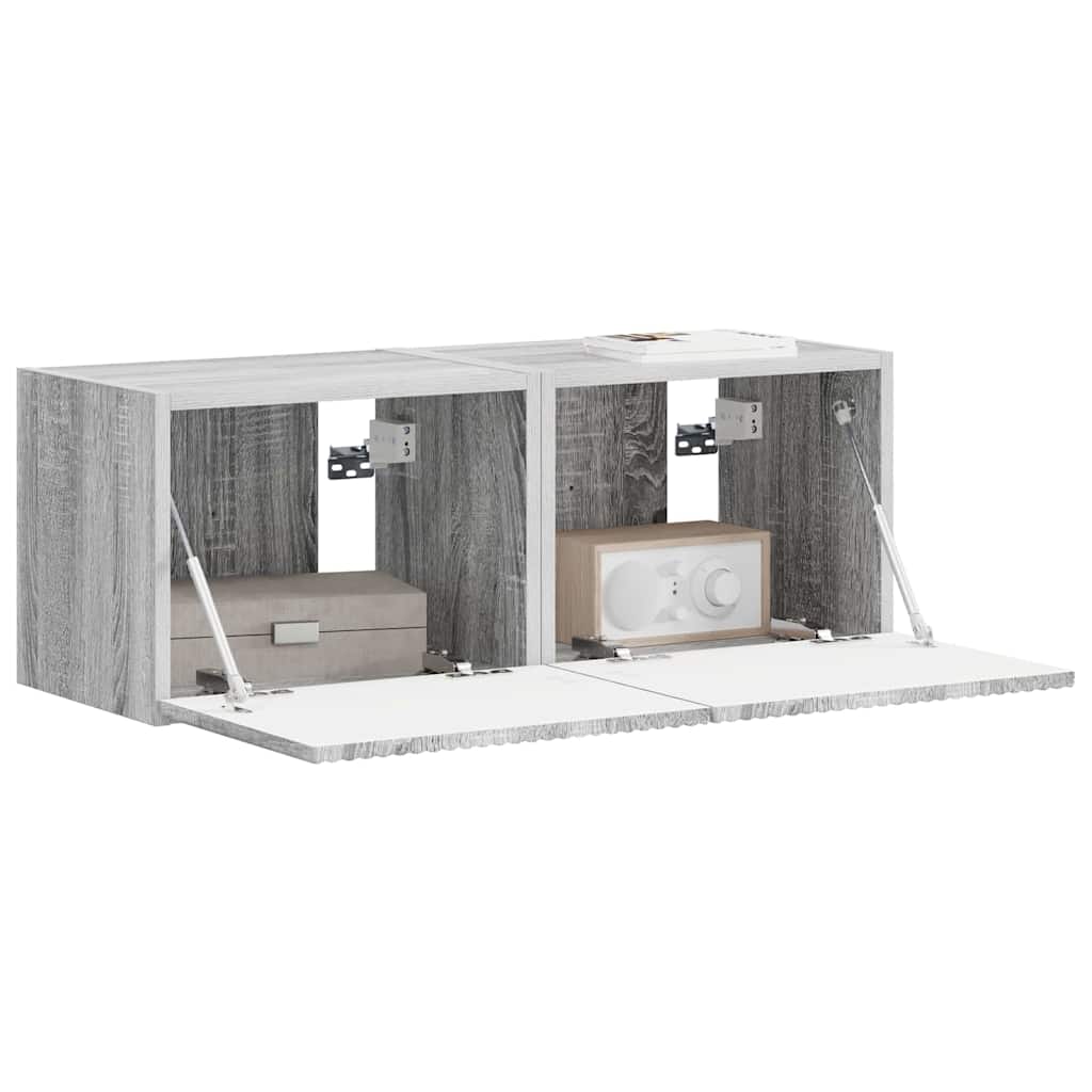 vidaXL Mueble de TV Montado en la Pared 2 pcs Gris Sonoma - Image 3