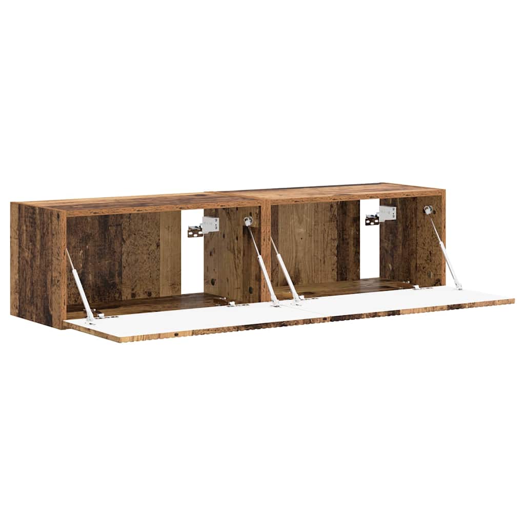 vidaXL Mueble de TV Montado en la Pared 2 pcs Madera Vieja - Image 6
