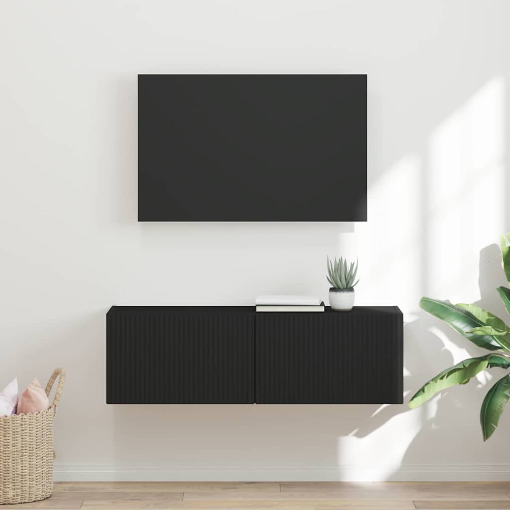 vidaXL Mueble de TV Montado en la Pared Negro 60 x 31 x 29.5 cm