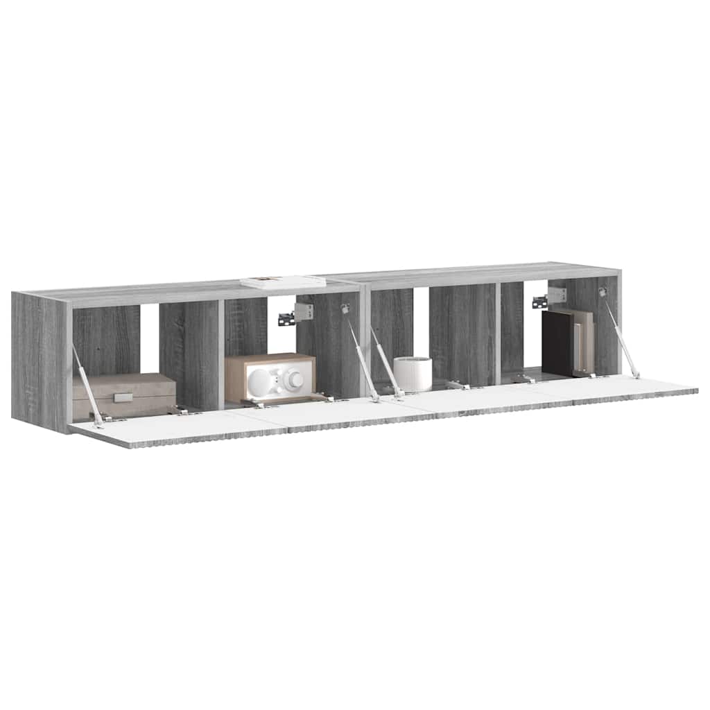 vidaXL Mueble de TV Montado en la Pared 2 pcs Gris Sonoma - Image 3