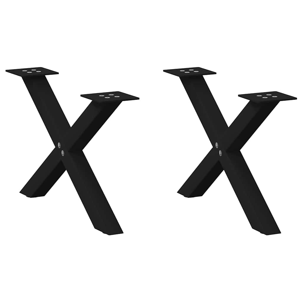 vidaXL Patas para mesa de centro en forma de X (2 unidades), color negro, 60 x (30-31) cm, acero