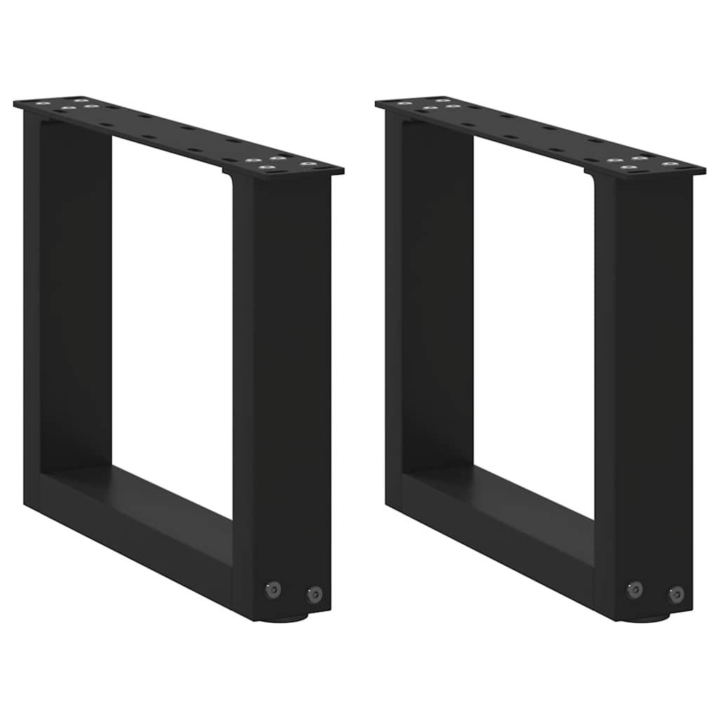 vidaXL Patas para mesa de centro en forma de U (2 unidades), color negro, 30 x (30-31) cm, acero