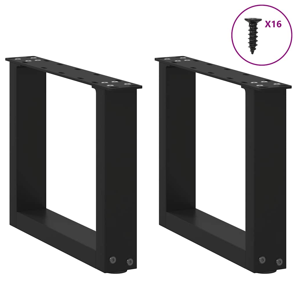 vidaXL Patas para mesa de centro en forma de U (2 unidades), color negro, 30 x (30-31) cm, acero - Image 3