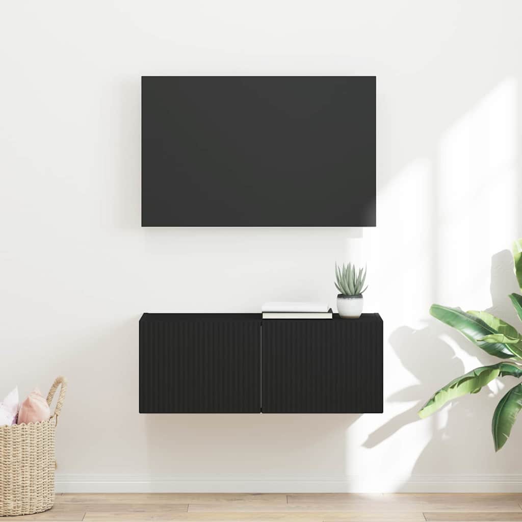 vidaXL Mueble de TV Montado en la Pared Negro 60 x 31 x 29.5 cm