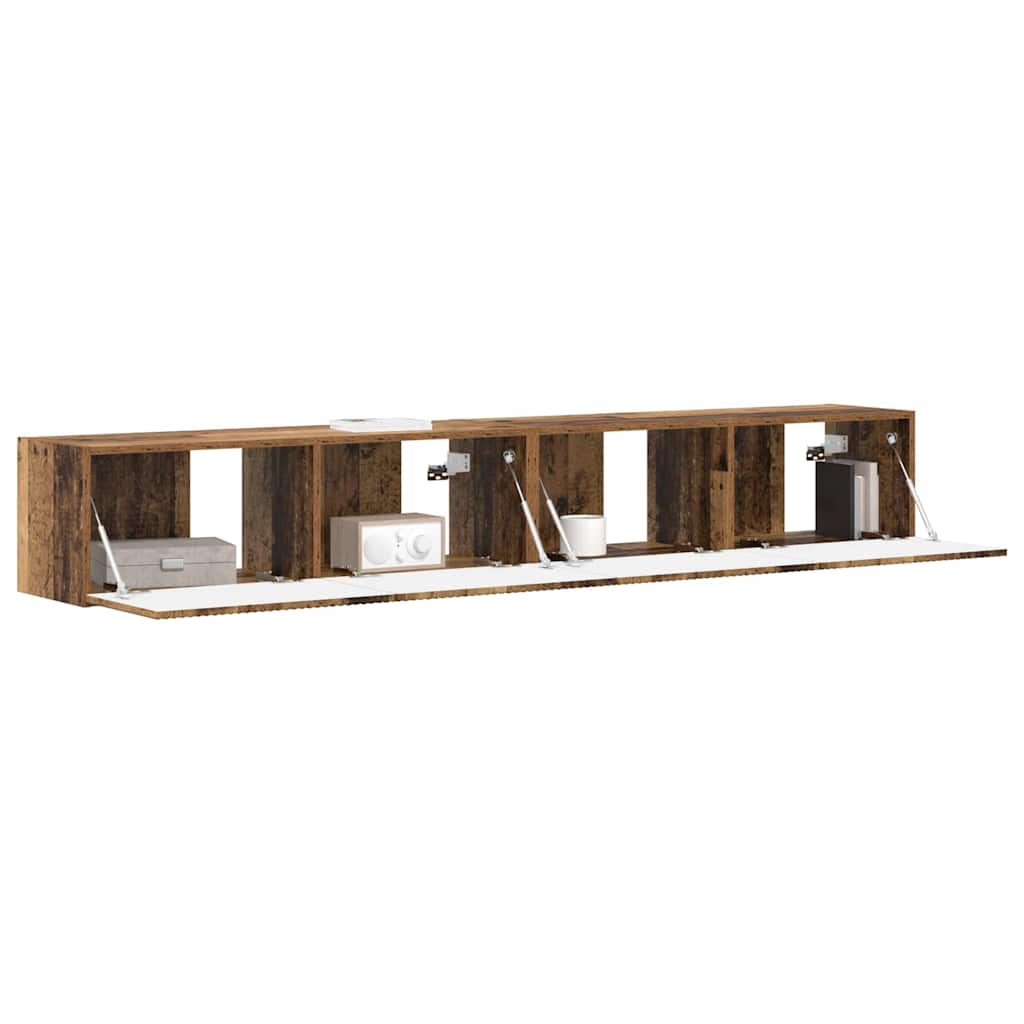 vidaXL Mueble de TV Montado en la Pared 2 pcs Madera Vieja - Image 3