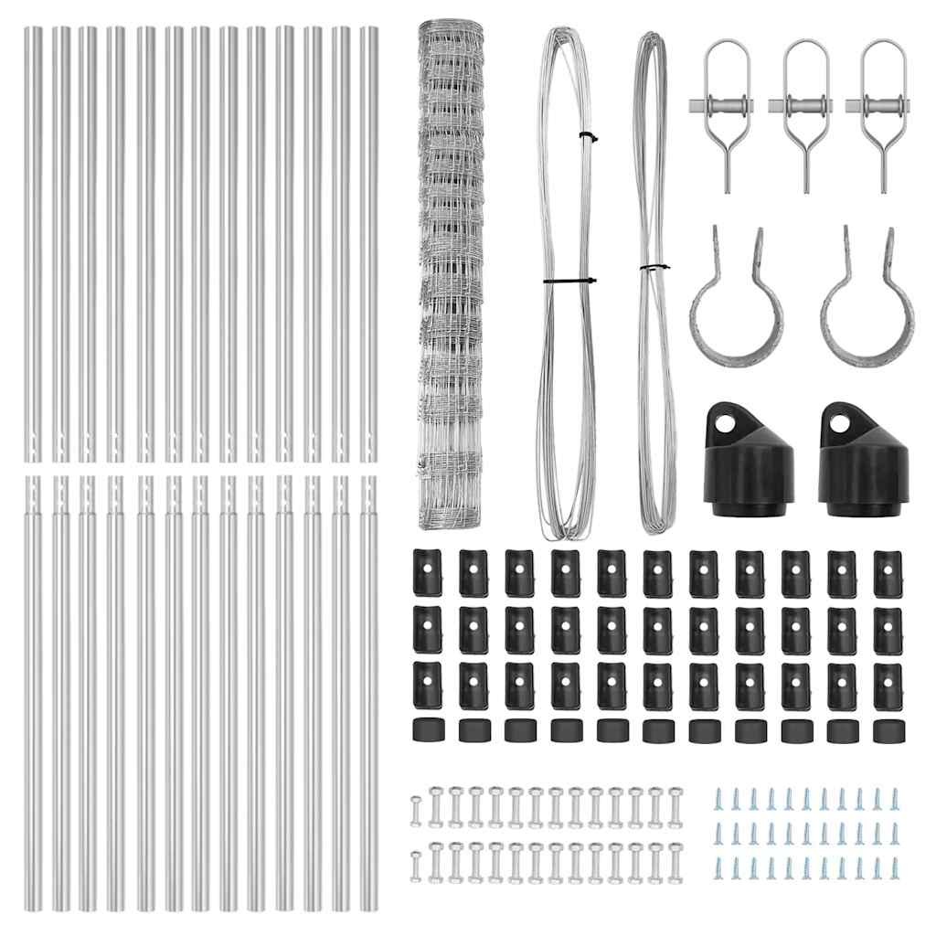 vidaXL Wildzaun Silber 50 x 0,8 m Verzinkter Stahl - Image 6