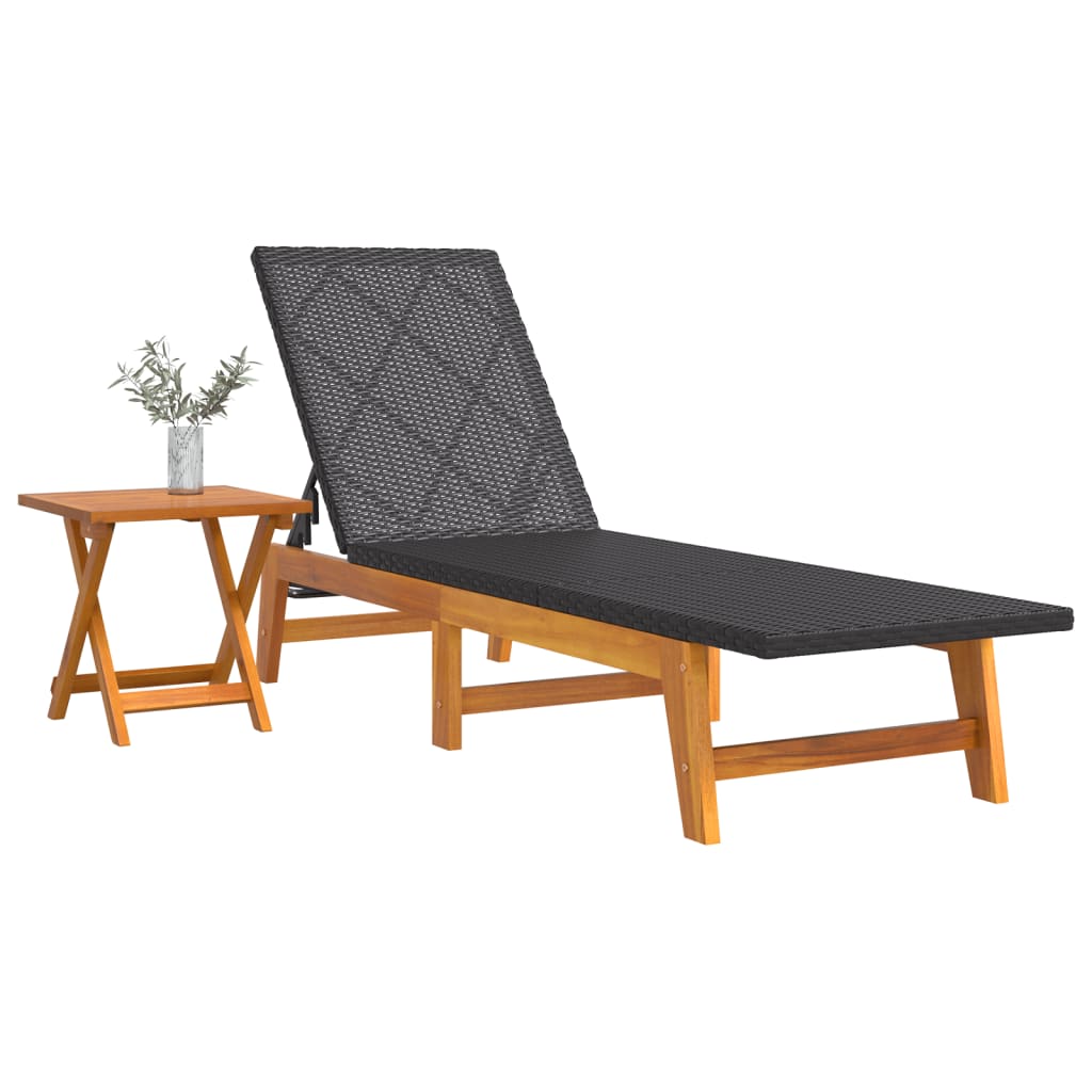 vidaXL Sonnenliege mit Tisch Poly Rattan und Massivholz Akazie - Image 3