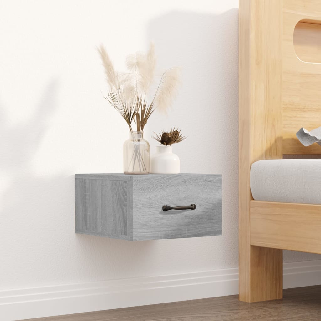 Comodino A Muro Grigio Sonoma 35x35x20 cm