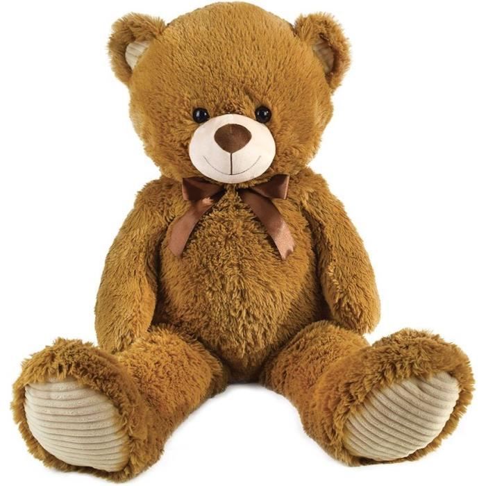 Orsetto Marrone Con Fiocco +/- 100 Cm - Planet Pluch - Magnifico Morbido Orsetto Di Peluche Di 1 Metro.