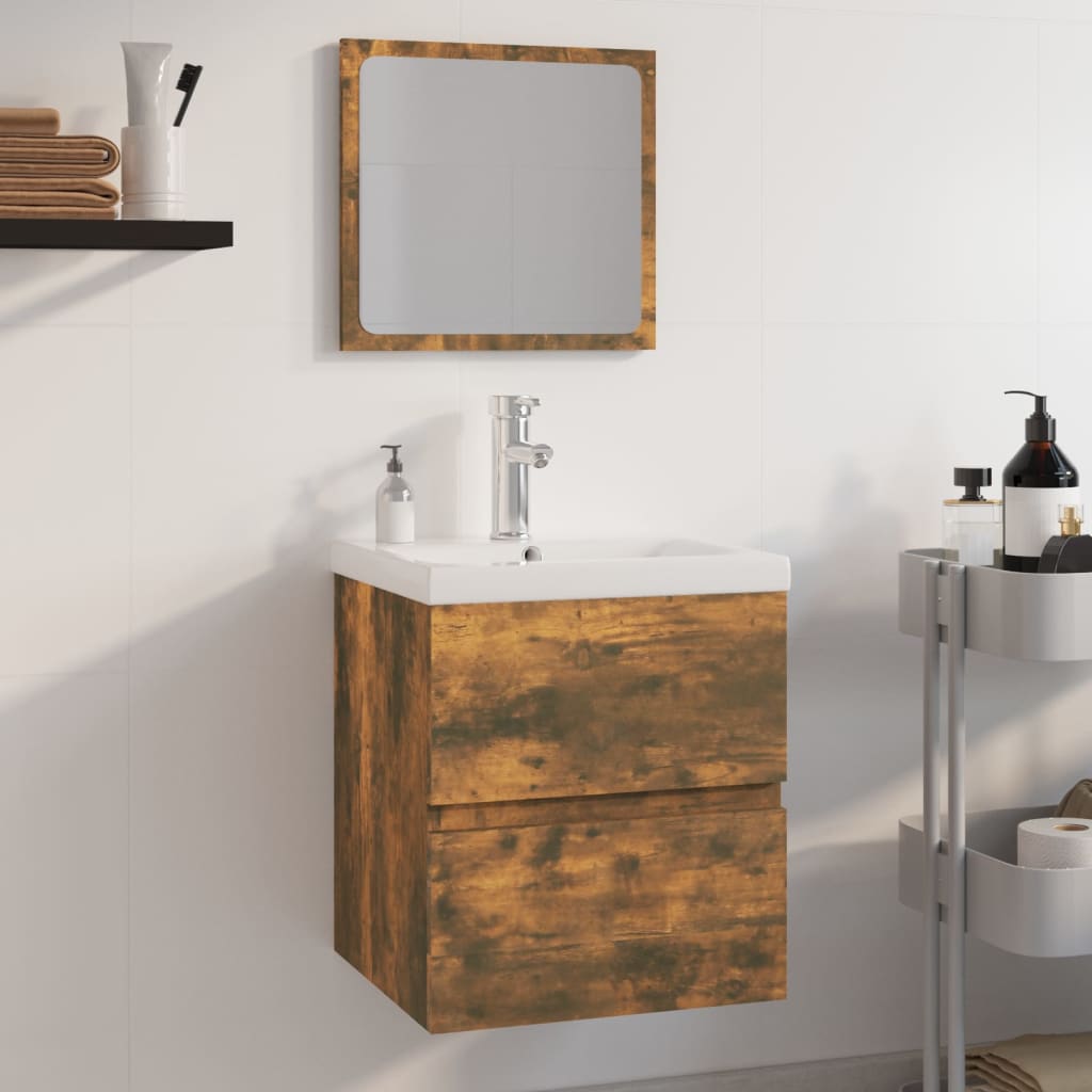 Set Di Mobili Da Bagno Rovere Fumo In Legno Multistrato