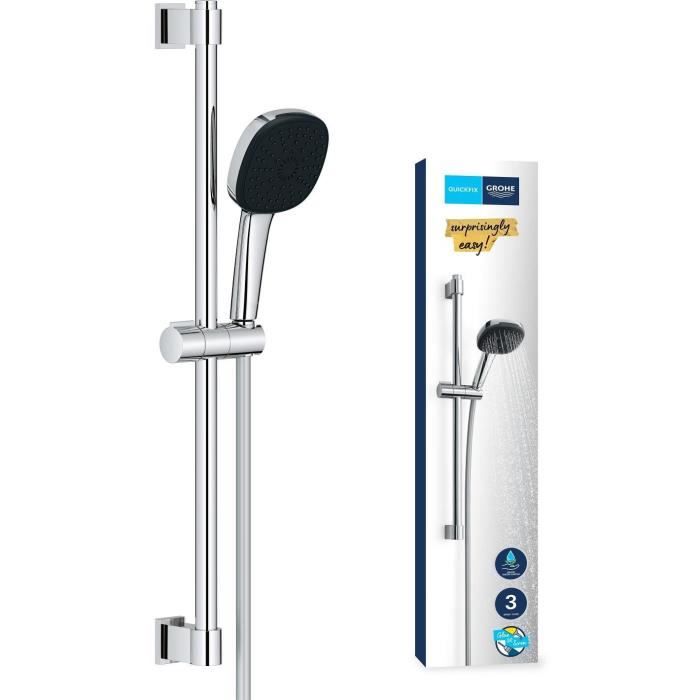 Set Doccia Con Soffione 3 Getti, Asta E Flessibile - Grohe Vitalio Comfort 110 26096001 - Selezione Facile - Risparmio Idrico