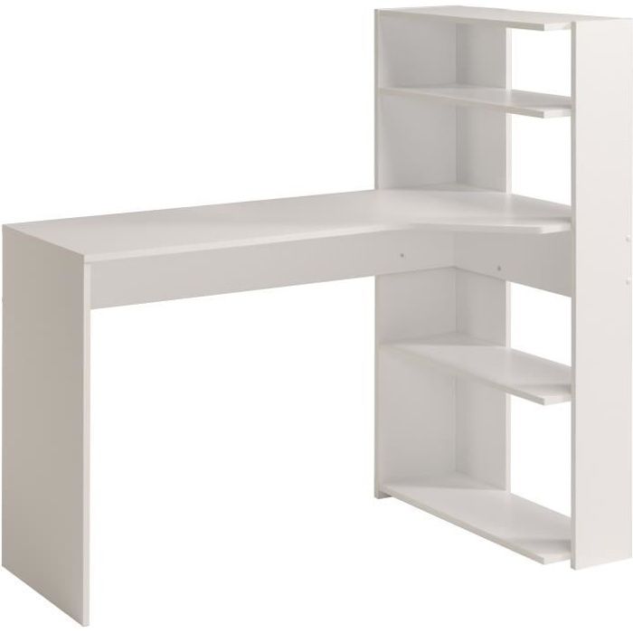 Giugno Scrivania Moderna Ad Angolo Con Decoro Bianco - L 122 cm