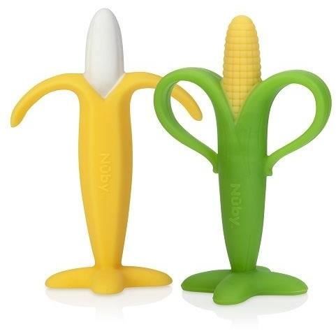 Confezione Da 2 Anelli Da Dentizione - Nuby - Banana E Mais - Silicone - Dai 3 Mesi