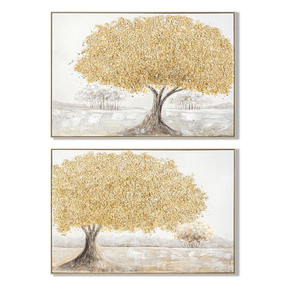 Tela Home Esprit Grigio Dorato Albero Tradizionale (2 Unità)