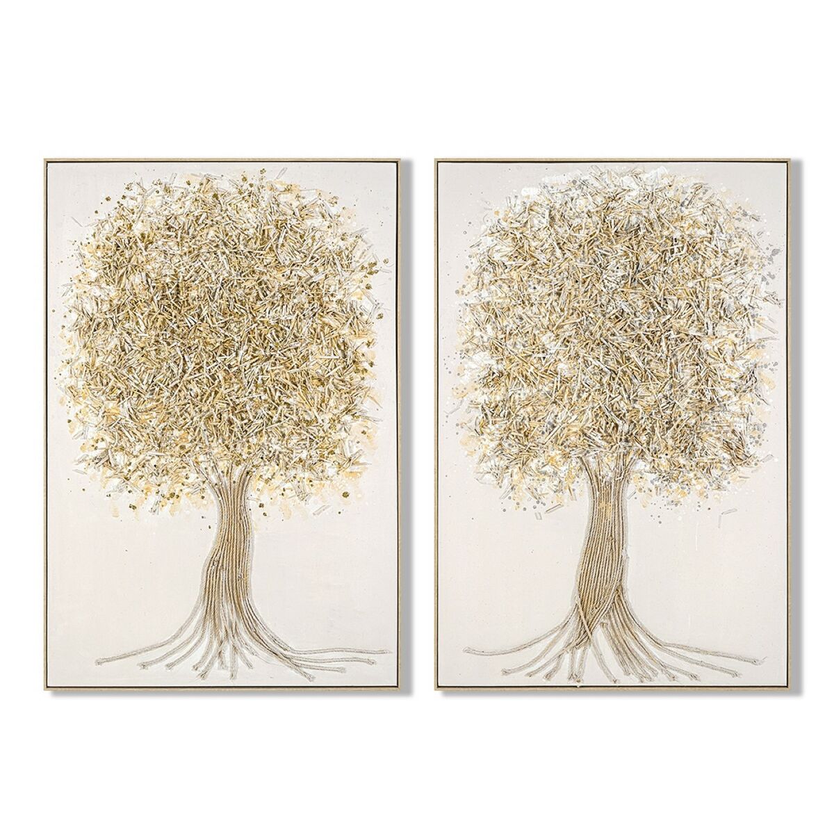 Tela Home Esprit Bianco Dorato Albero Tradizionale 82 X 4 X 122 Cm (2 Unità)