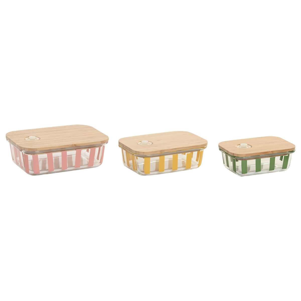 Porta Pranzo Home Esprit Giallo Verde Corallo Cristallo Vetro Borosilicato Righe Moderno 1 L 660 ml