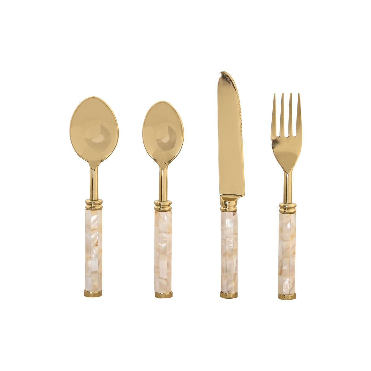 Posate Home Esprit Bianco Dorato Acciaio Inossidabile Madreperla 4,5 X 2 X 21 Cm 16 Pezzi