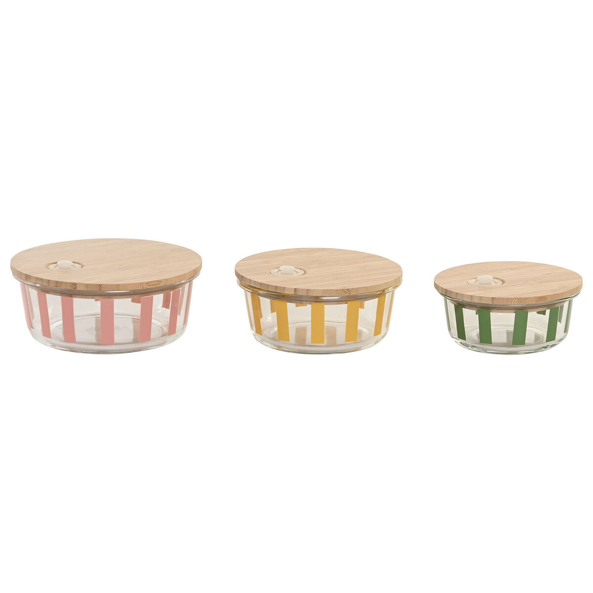Porta Pranzo Home Esprit Giallo Verde Corallo Cristallo Vetro Borosilicato Righe Moderno 900 ml