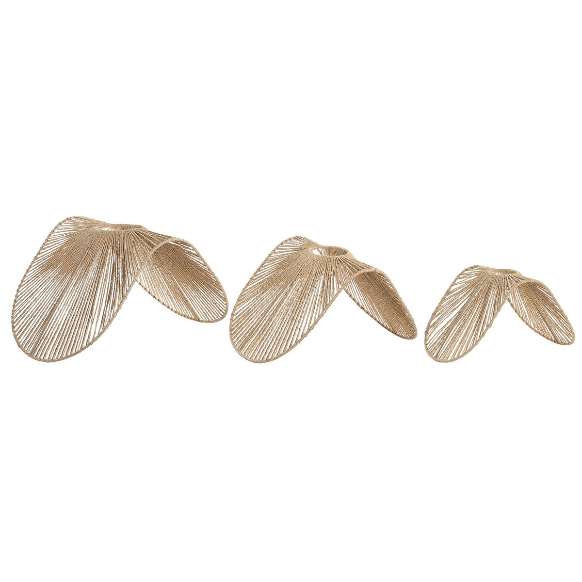 Paralume Home Esprit Marrone Metallo Fibra Naturale Città 66 X 50 X 35 Cm (3 Pezzi)