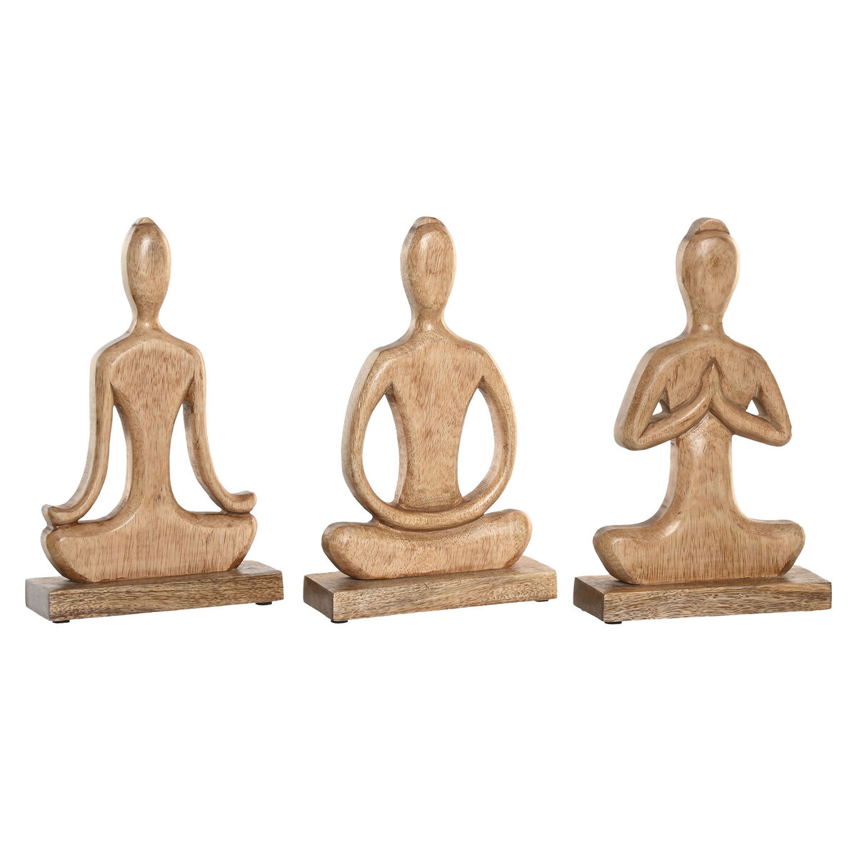 Statua Decorativa Home Esprit Marrone Chiaro Naturale Yoga Arabo 17,7 X 6 X 28,5 Cm (3 Unità)