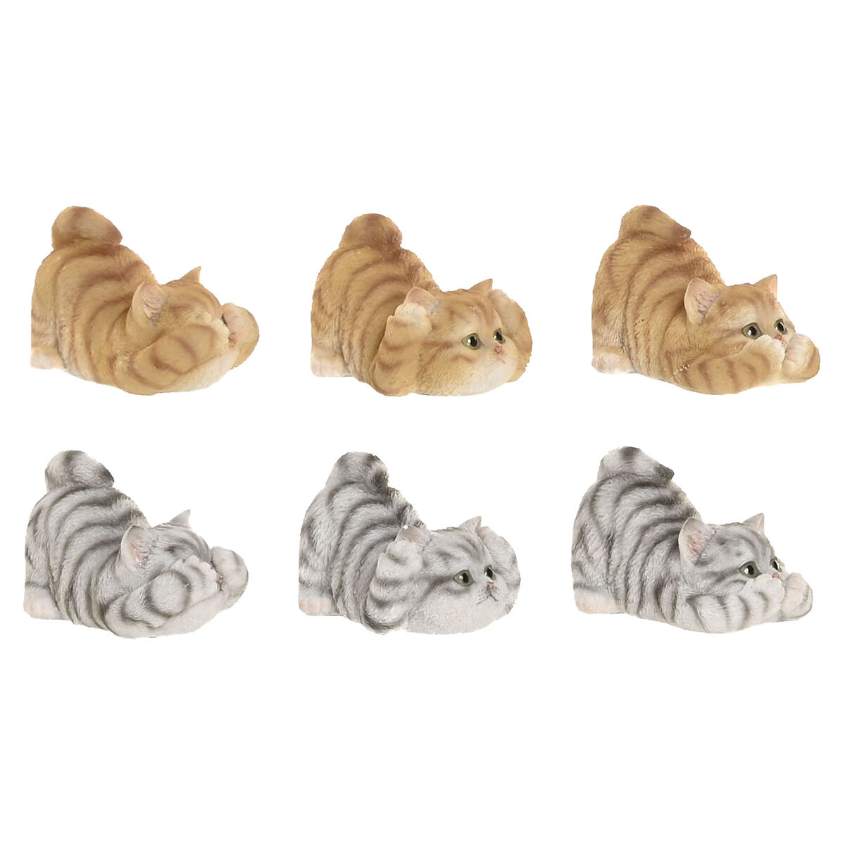 Statua Decorativa Home Esprit Grigio Arancio Gatti 5 X 9 X 6 Cm (6 Unità)