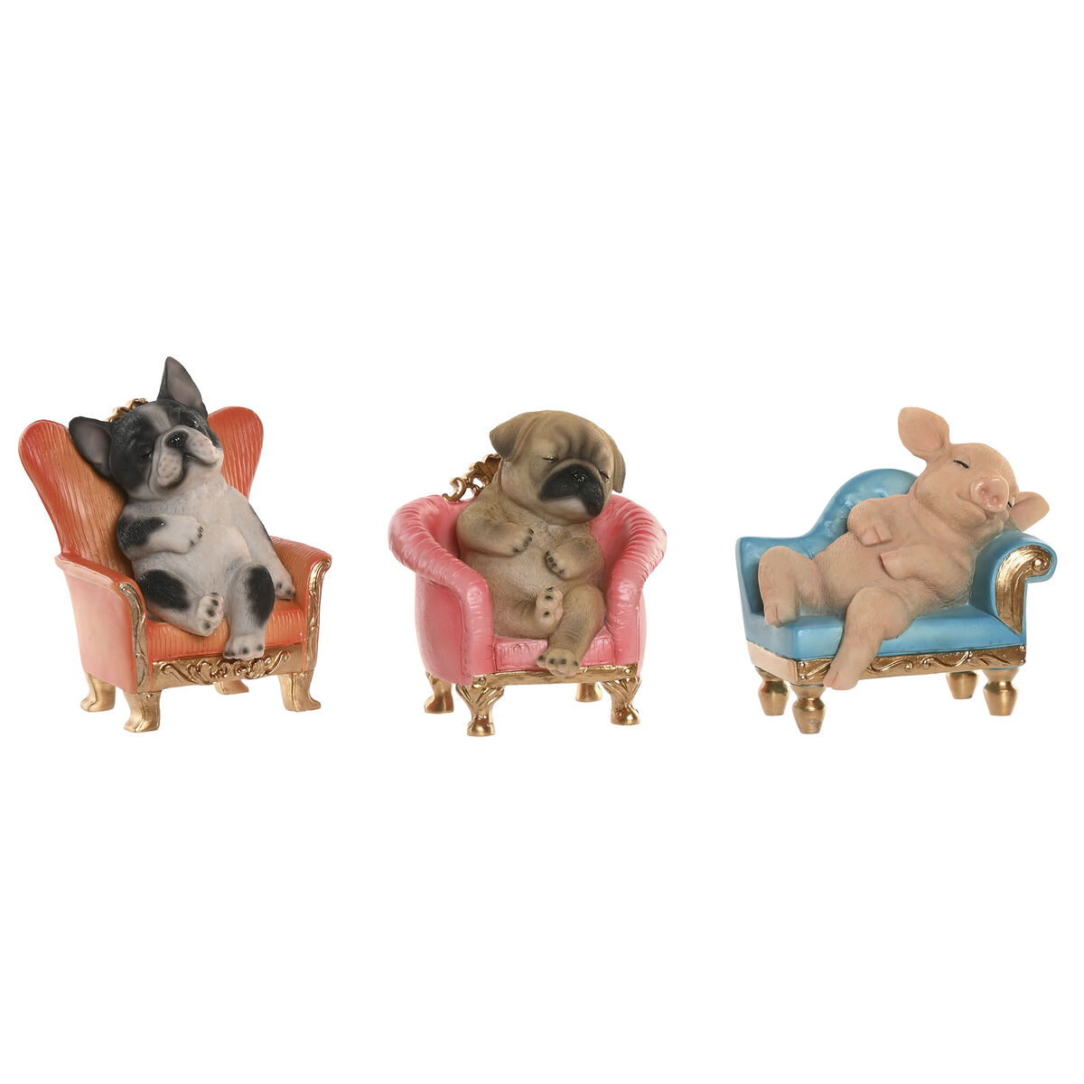 Statua Decorativa Home Esprit Multicolore 15 X 9,5 X 14 Cm (3 Unità)
