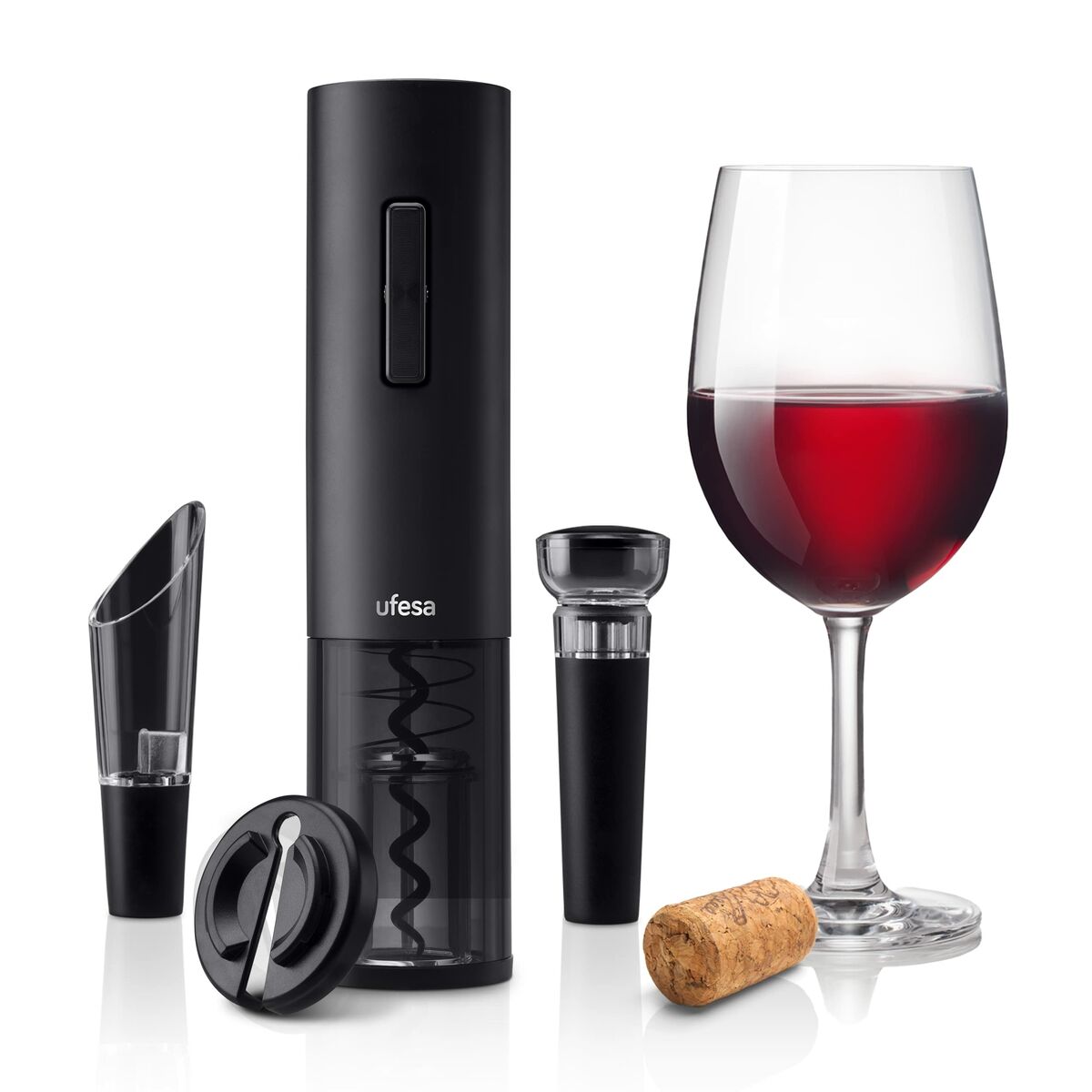 Cavatappi Elettrico Con Accessori Per Vino Ufesa Easy Open Nero Abs