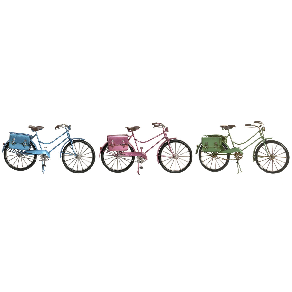 Statua Decorativa Home Esprit Azzurro Rosso Verde Rosa Bicicletta Vintage 30 X 9 X 15 Cm (3 Unità)