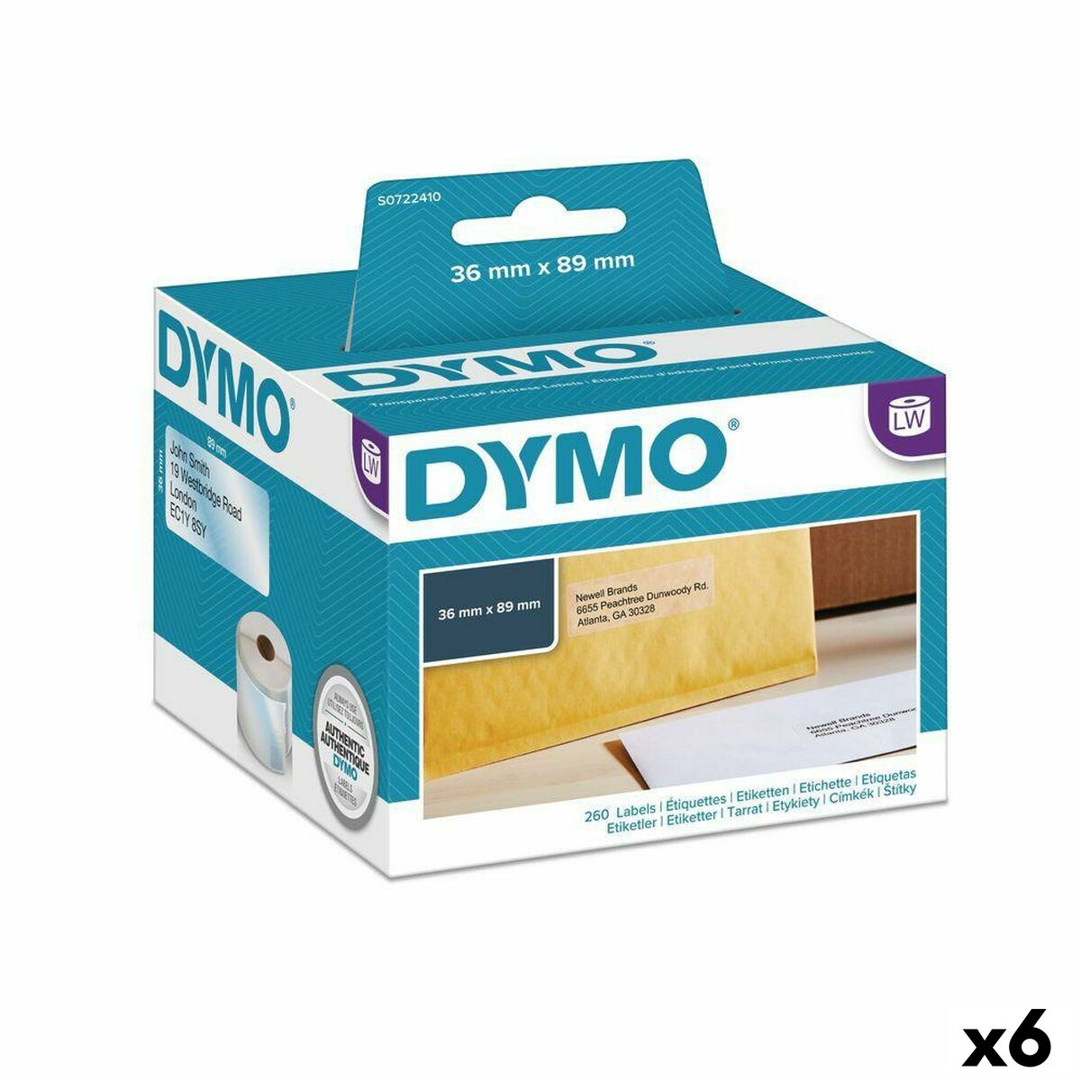 Etichette Per Stampante Dymo 89 X 36 Mm Labelwriter™ Trasparente (6 Unità)