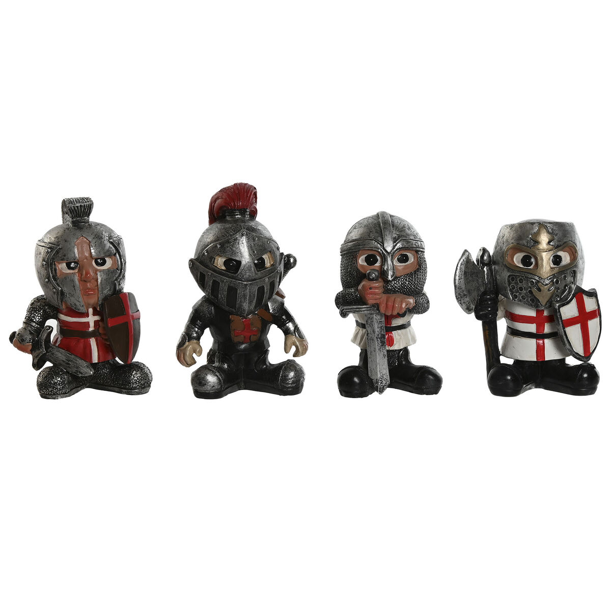 Statua Decorativa Home Esprit Rosso Grigio 7 X 4 X 9 Cm (4 Unità)