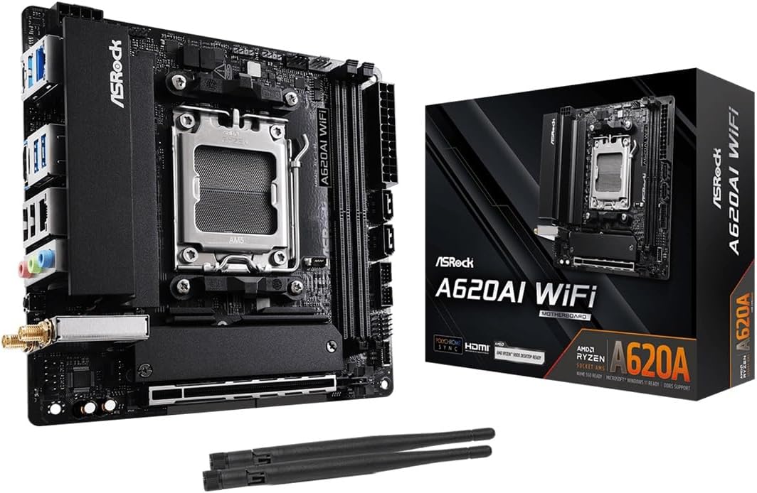 Asrock A620ai Wifi Am5 Mitx Hdmi Ddr5 Retail - Amd Sockel Am5 (ryzen Zen4) - Ddr5 (90-Mxbt50-A0uayz)