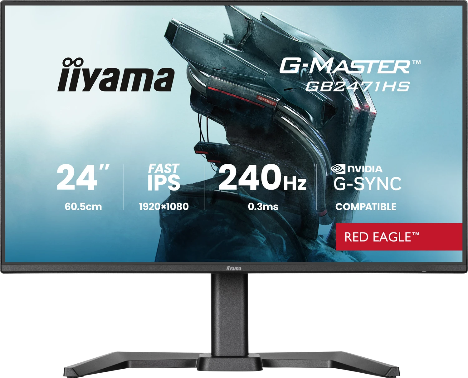 Iiyama G-Master Gb2471hS-B1 Red Eagle GaminG-Monitor 60.5 Cm (23.8"), Schwarz (matt), Fullhd, FasT-Ips, Hdmi, Dp, G-Sync Komp., 240hz Panel (gb2471hs