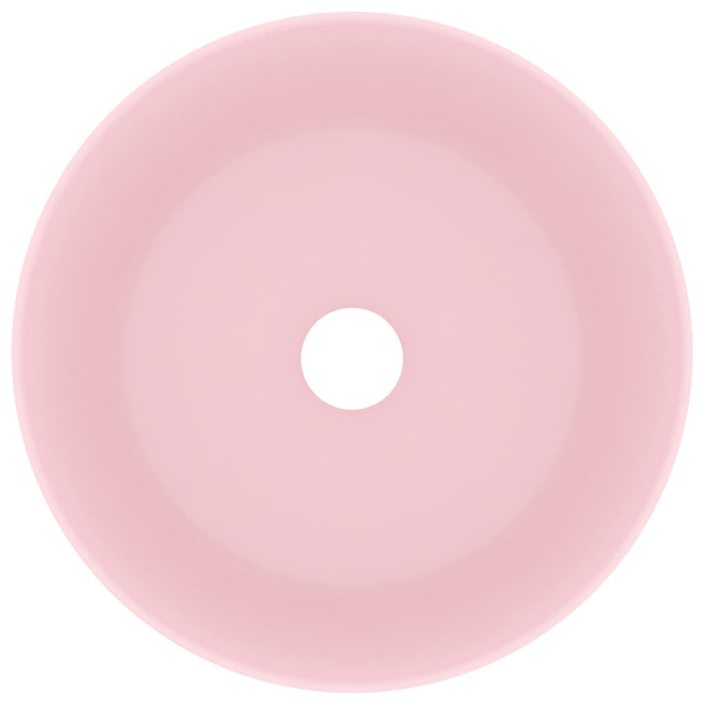 Lavandino Lusso Rotondo Rosa Opaco 40x15 Cm In Ceramica - Image 3
