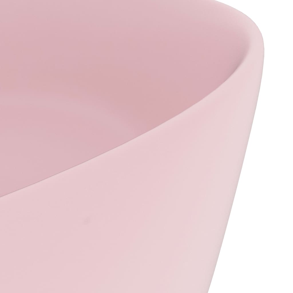 Lavandino Lusso Rotondo Rosa Opaco 40x15 Cm In Ceramica - Image 4