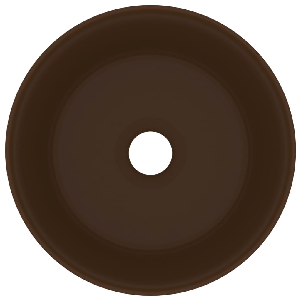 Lavandino Lusso Rotondo Marrone Scuro Opaco 40x15cm In Ceramica - Image 3