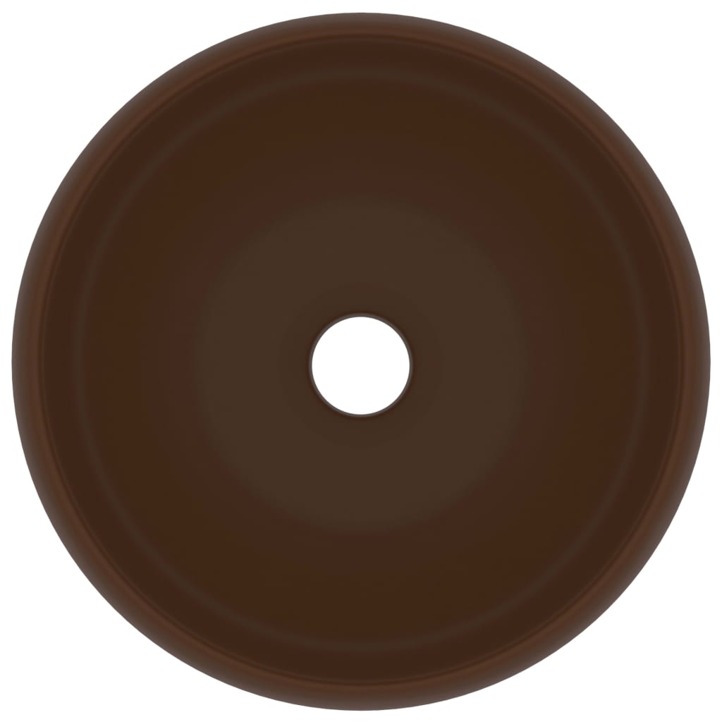 Lavandino Lusso Rotondo Marrone Scuro Opaco 40x15cm In Ceramica - Image 3