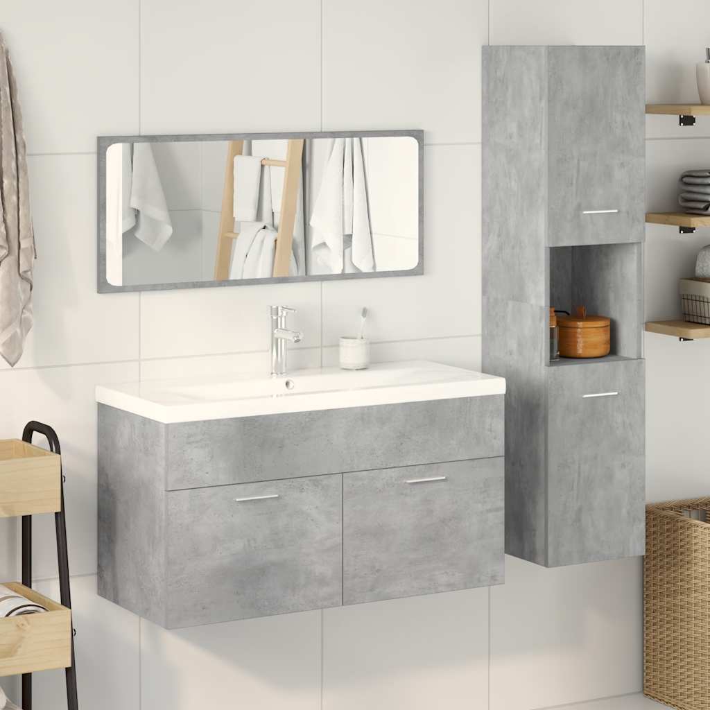 Set Mobili Da Bagno 4 Pz Grigio Cemento In Legno Multistrato