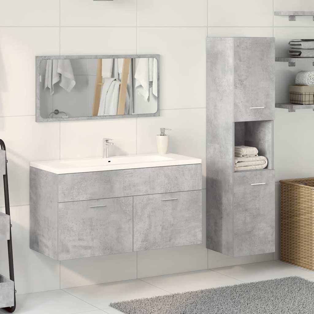 Set Mobili Da Bagno 3 Pz Grigio Cemento In Legno Multistrato - Image 3