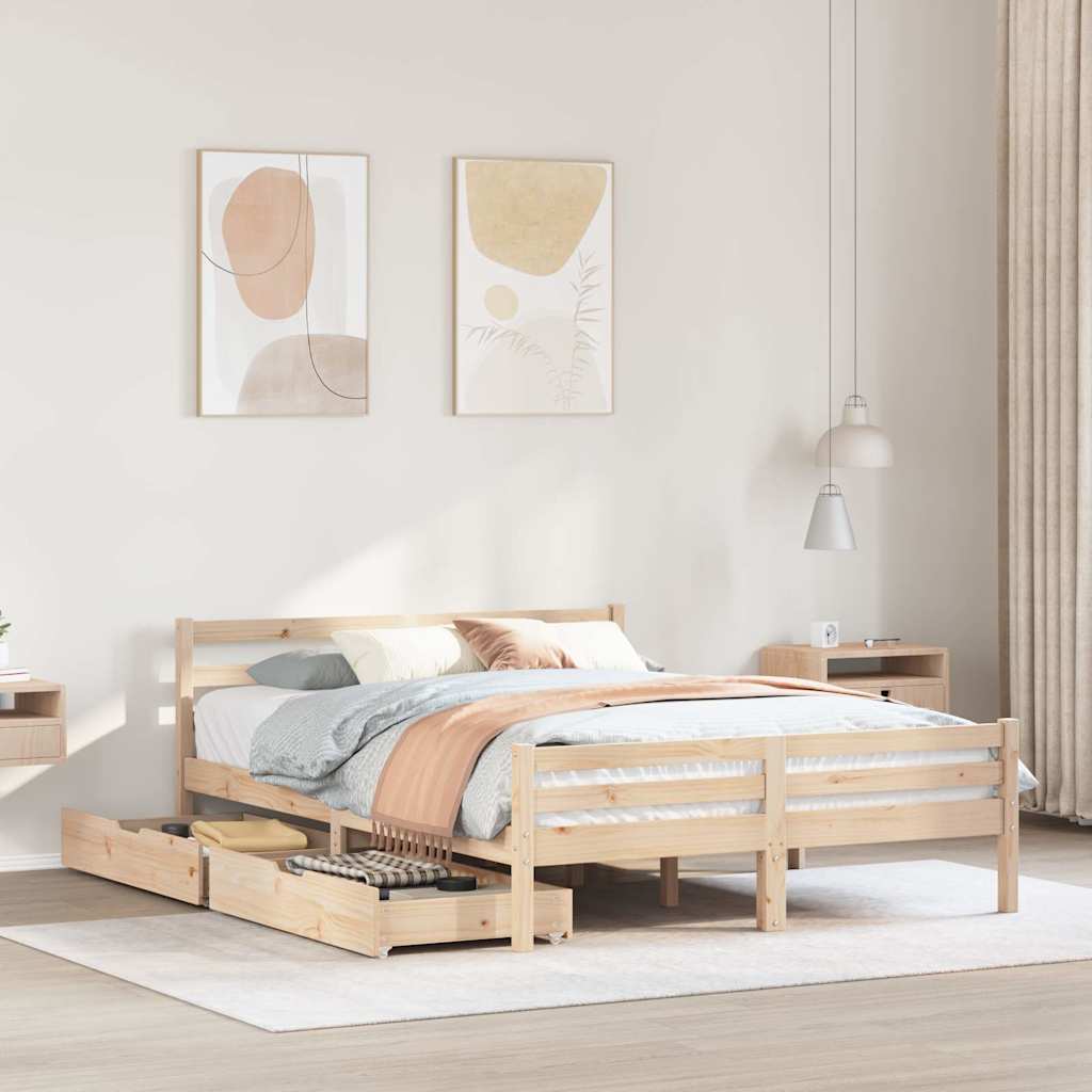 Letto Senza Materasso 140x190 Cm In Legno Massello Di Pino